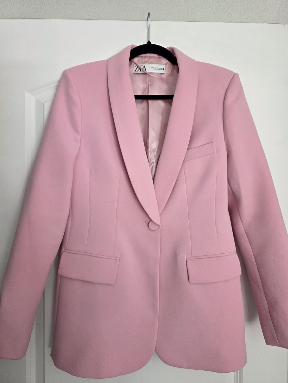 ZARA Light Pink Shawl-Collar Single-Button Blazer - Picture 4 of 6